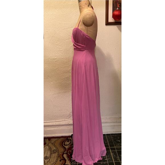 Lovely Adjustable Strap Wrap Bodice Maxi Dress with Front Slit Pink Size 2R - Picture 7 of 12
